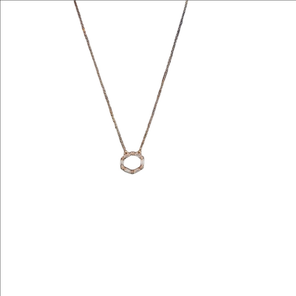 Rose Gold Rhinestone Circle Charm Necklace